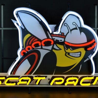 Scat pack emblem yellow neon sign.
