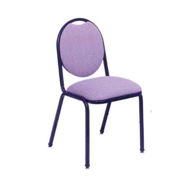 violet stacked restaurant chairs
