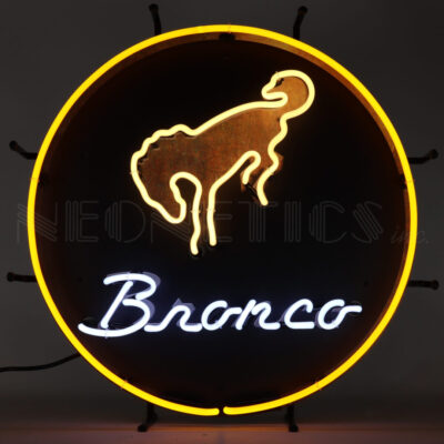 A yellow neon sign with a horse.