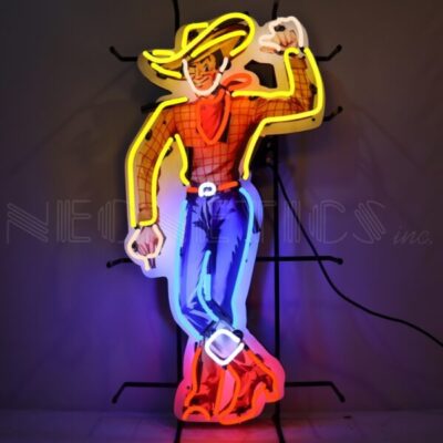 A retro style cowboy neon sign.
