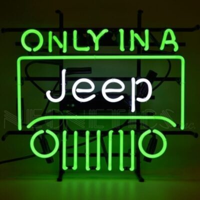 A green Jeep neon sign.